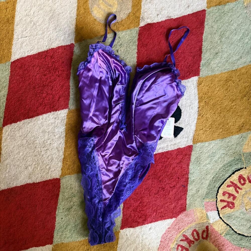 Vintage 80s purple lingerie bodysuit
